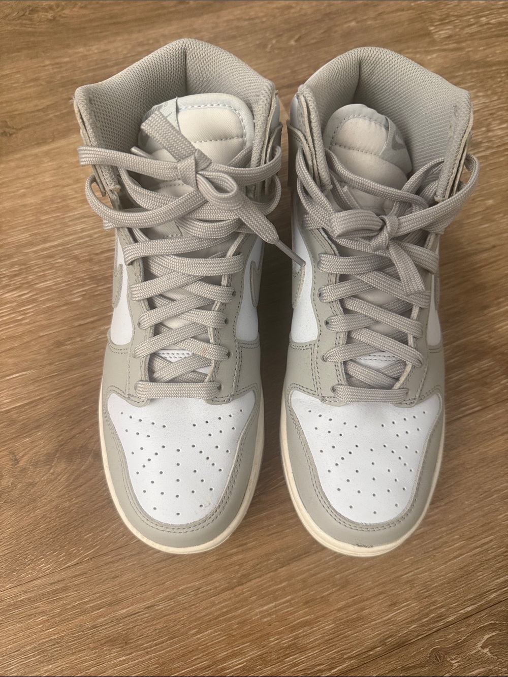 Nike Women's High-Top Sneakers in Light Gray and pale blue